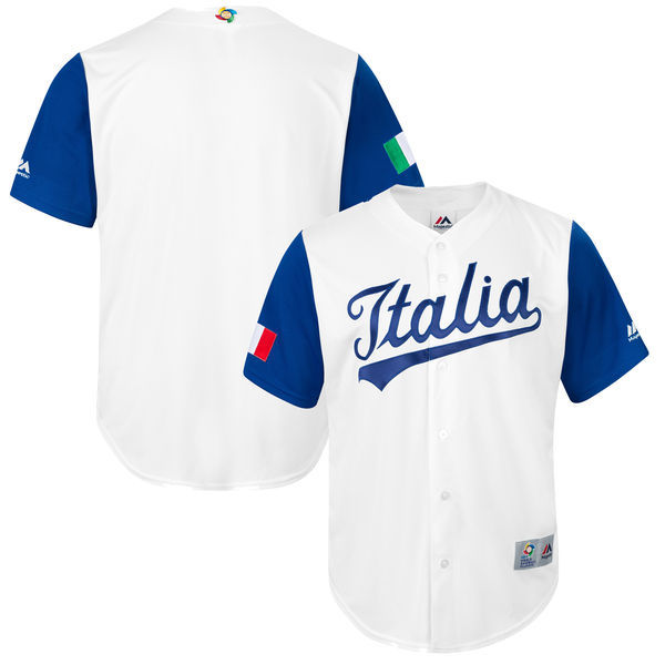 customized Men Italy Baseball Majestic White 2017 World Baseball Classic Replica Team Jersey